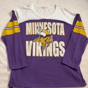 Minnesota Vikings Women’s 3/4 Sleeve Shirt | NFL Fan Top | Size XL